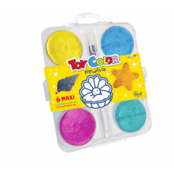 TOY COLOR ΝΕΡΟΧΡΩΜΑΤΑ ΜΕ ΠΙΝΕΛΟ 3+ ΠΛΑΣΤΙΚΟ BLISTER 6 ΧΡΩΜΑΤΑ Φ55mm ΠΕΡΛΑ